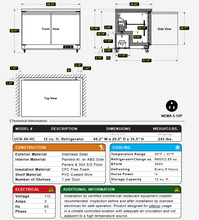 Load image into Gallery viewer, 48" Undercounter Refrigerator
