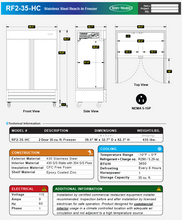 Load image into Gallery viewer, Two Door Reach-In Freezer (Compact) RF2-35-HC

