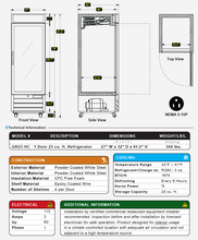 Load image into Gallery viewer, (1) Glass Door Merchandiser Refrigerator, White Cabinet (GR23-HC)
