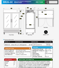 Load image into Gallery viewer, Two (2) Glass Door Reach-In Refrigerator (RR2G-HC)
