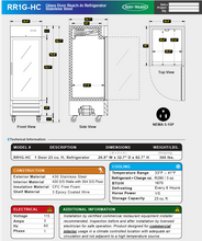 Load image into Gallery viewer, One (1) Glass Door Reach-In Refrigerator (RR1G-HC)
