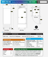 Load image into Gallery viewer, Serv-Ware RR1-19-HC Reach-In Refrigerator
